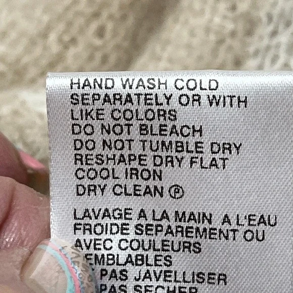 Bianco & Blu Sweater Womens M Neutral Ivory Checkboard Mohair Blend Pullover - Picture 8 of 10